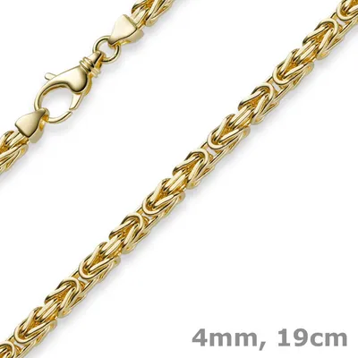 Produktbild von 4mm Armband Armkette Königskette aus 750 Gold Gelbgold 19cm Uni
