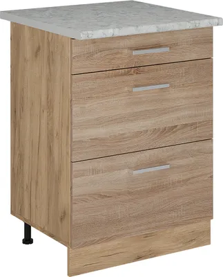 Produktbild von Küchenunterschrank Vicco R-Line Sonoma 60 cm mit Schubladen, AP Marmor, Model 53743