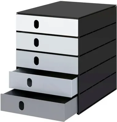 Produktbild von Schubladenbox styroval pro color flow 5 Schubladen geschlossen grau/schwarz
