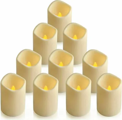 Obrázek produktu pro 10 ks LED svíček , 3AAA baterie LED svíčky blikající, výška 11,5 cm, dekorativní svíčky na večeři, narozeniny, vánoční večírek