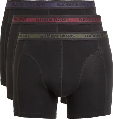 Productafbeelding van Björn Borg - Heren - 3-pack boxershorts met contrasterende kleuren - Grijs/Groen/Rood/Zwart - Maat S