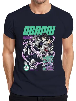 Imagen del producto de Camiseta para hombre, diseño "Obanai Iguro Demon Slayer Schlange Hashira Anime", color azul marino, talla M
