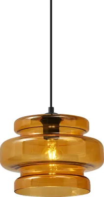 Zdjęcie produktu dla QAZQA – Retro Retro lampa wisząca czarna z pomarańczowym szkłem – Denise I Salon I Sypialnia – Okrągła – Pasuje do żarówek LED E27