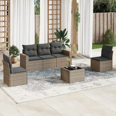 Produktbild von Möbel 6-tlg. Garten-Sofagarnitur mit Kissen Grau Poly Rattan 2024