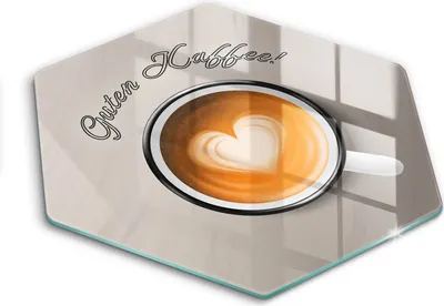 Produktbild von Glasschneideplatte - Herdabdeckplatte - Hexagon 40 cm  - Schneidebrett - Spritzschutz - Guten Kaffee!