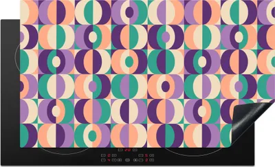 Produktbild von KitchenYeah© Herdabdeckplatte Muster - Geometrie - Retro , 89x51cm, Küche Deko, Glaskeramikkochfeld Herdabdeckung, Abdeckplatte fùr Kochfeld