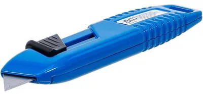 Image de Cutter de Sécurité - 74 x 26 x 215 mm - Lame Rétractable, Sécurisé et Ergonomique, Acier - D-Work