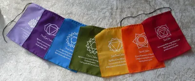 Wimpelkette Chakra-Meditation, Baumwolle, 7 Flaggen, 130 cm