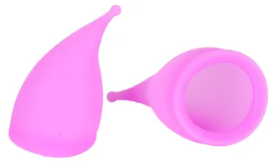 Obrázek produktu pro Silikonová menstruační kalíšek pro ženy, opakovaně použitelný, bezpečný, dámská hygiena, menstruační kalíšek (fialový L S)