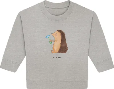 Produktbild von Mr. & Mrs. Panda Organic Baby Pullover Igel Blumen 12. - 18. Monat - Heather Grey - Geschenk, Lustige Sprüche, Gute Besserung, Krankheit, Besuch, Bullover, Krankenhaus