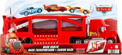 Immagine prodotto di Disney Pixar Cars Transporter Mack con rampa, lungo circa 33 cm, transporter per 12 veicoli