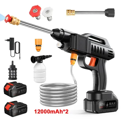 Produktbild von Akku Hochdruckreiniger - Kabelloser Hochdruckreiniger - 50 bar - 1500W - 3,5 l/min - 5 m Schlauch - 220V - Set mit 2 Akkus