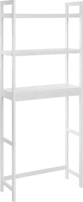 Obrázek produktu pro Toaletní polička Rootz – koupelnová skříňka – skříňka na toaletu – 3 police – organizér do koupelny – bílá – bambus – 63 x 26 x 163 cm