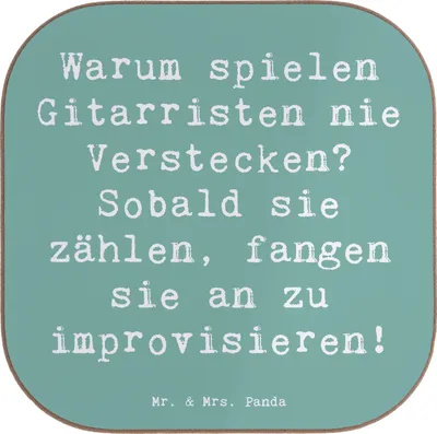 Produktbild von Mr. & Mrs. Panda Untersetzer für Gläser Spruch Gitarre Improvisation - Meeresbrise - Geschenk, Musik, Lernen, Musikinstrument, Liebe, Instrument, gläseruntersetzer