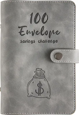 Obrázek produktu pro 100 obálek Úspora peněz Challenge Rozpočet BinderPolyuretankožený kryt s hotovostní obálkou PVC kapsa Zip / Rozpočtové karty / Tabulkové samolepky jako organizátor peněz Systém spoření Plánovač Narozeninový dárek pro přátele Kolegové Kancelář Domů Škola