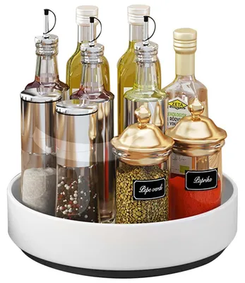 Immagine prodotto di Organizzatore per cucina, piatto girevole da 26 cm, Acciaio al carbonio, colore bianco