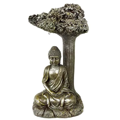 Produktbild von Solar LED Dekofigur Buddha Statue mit Baum Garten Solarleuchte Gartenfigur Solarlicht Solarlampe Deko Figur Gartendeko Gartenleuchte