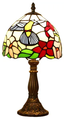 Zdjęcie produktu dla Lampa stołowa Tiffany, 20 cm, lampka biurkowa w stylu vintage, klosz z witrażem, idealna do salonu i sypialni