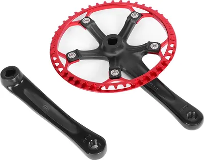 Zdjęcie produktu dla Alomejor korba rowerowa 45T 47T korba singlespeed 170mm tarcza łańcuchowa 2 kolory do jazdy na rowerze (45T czarny+czerwony)