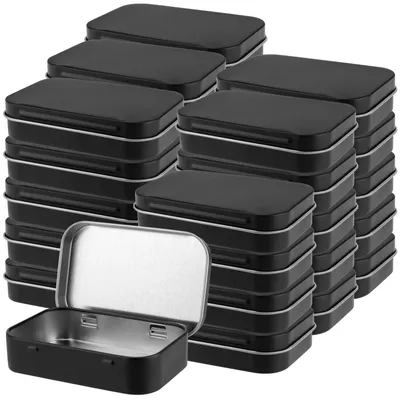 Image de Lot de 30 boîtes en métal noires avec couvercle