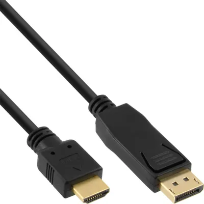 Produktbild von InLine DisplayPort zu HDMI Konverter Kabel, schwarz, 1m, 1 m, DisplayPort, HDMI, Gold, Schwarz, Stecker/Stecker