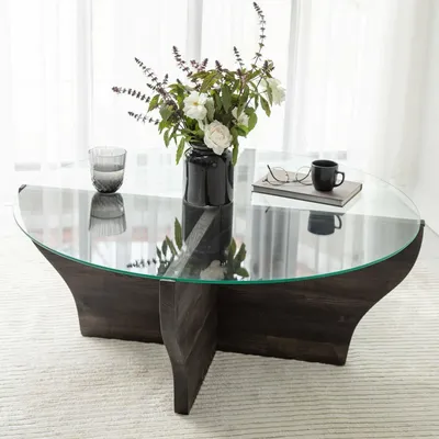 Image de Califfi - Table Basse, 92x92x36h cm Noir Anthracite, Porte-revues