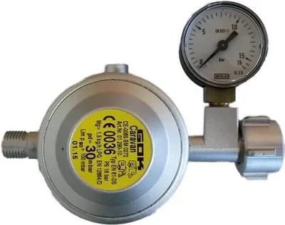 Produktbild von GOK Caramatic BasicOne EN61-DS 1,5kg/h 30mbar KLF x G1/4LH-KN S2SR mit Manometer