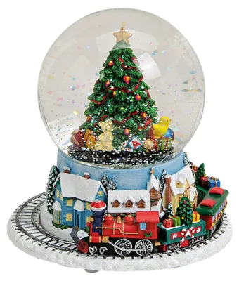 Productafbeelding van Speeldoos/sneeuwbol trein van poly/glas (B/H/D) 14x18x14 cm