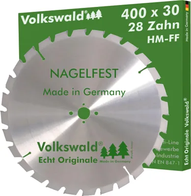 Produktbild von Volkswald ® HM-Sägeblatt FF 400 x 30 mm Z= 28 Nagelfest Schalholz-tafel Bauholz Brennholz Schalholz Wippsäge Tischkreissäge Brennholzsäge Kreissägeblatt