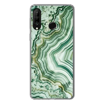 Produktbild von MuchoWow® Handyhülle Schutzhülle Hülle für Huawei P30 Lite Natursteine - Grün - Gesteine und Mineralien Silikon Softcase Handy Hülle - Handyhülle