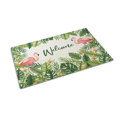 Immagine prodotto di Tappetino per l'ingresso - Sottotappeto per raccogliere lo sporco - Tappetino antiscivolo per interni ed esterni - 60x40 cm - Plameňáci
