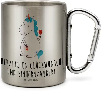 Produktbild von Mr. & Mrs. Panda Teetasse Einhorn Baby - Transparent - Geschenk, Isolierbecher, Edelstahl-Isolierbecher, Unicorn, Geburtstag, Einhörner, Thermobecher, isoliertasse, Party
