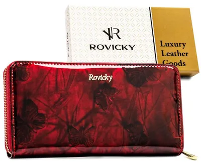 Obrázok produktu pre Rovicky dámska peňaženka z lakovanej kože červená RFID kufríková
