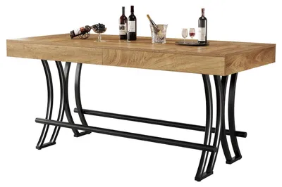 Immagine prodotto di Tavolino da bar, tavolo da lavoro, tavolo da 160 cm con poggiapiedi, stile rustico, dimensioni 160x70x90 cm