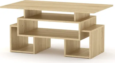 Produktbild von Couchtisch "Tandem" Eiche Sonoma Design Tisch Wohnzimmertisch Beistelltisch ABS Kanten mit Ablagen