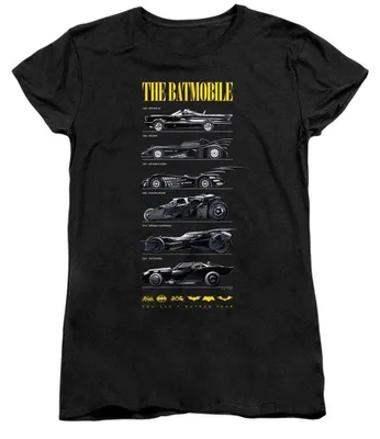 Image de T-shirt Batman pour femmes, avec l'imprimé "Dark Batmobile" pour célébrer le 85e anniversaire, coupe ajustée, référence TV40898 (taille XL), couleur noire