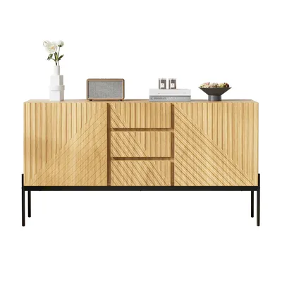 Produktbild von Sideboard 140/40/75 cm, Mehrzweckschrank mit Türen und Schubladen, Küchenschrank, Aufbewahrungsschrank