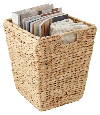 Produktbild von Relaxdays Papierkorb, Wasserhyazinthe, HxBxT: 30 x 25 x 25 cm, für Büro & Wohnzimmer, eckiger Papiermülleimer, natur
