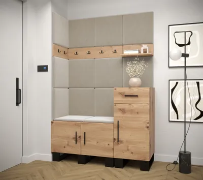Produktbild von Flur-Garnitur RUMIE 10 – Eiche Artisan, beige Paneele
