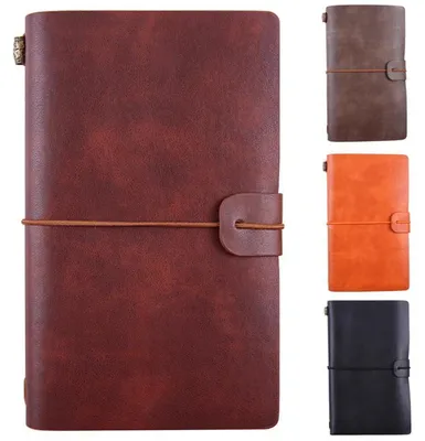 Zdjęcie produktu dla Skórzany notatnik PU, wielokrotnego użytku, w stylu vintage, czerwono-brązowy, o wymiarach 4,72 x 7,87 cala