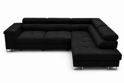 Produktbild von Ecksofa L-Form ALVARO in Schwarz 275 x 90 x 202 cm mit Schlaffunktion und Bettkasten Rechts, KI-generiertes Bild