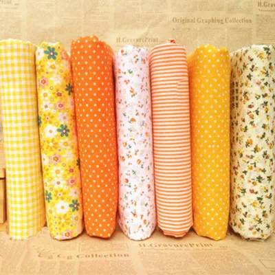 Image de 7Pcs Assorted Fat Quarter Bundle Quilt Quilting Coton Fabric Sewing DIY Set
