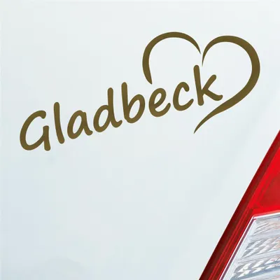 Produktbild von Auto Aufkleber Gladbeck Herz Stadt City Liebe Love 19,5x8 cm Gold Sticker Heckscheibenaufkleber