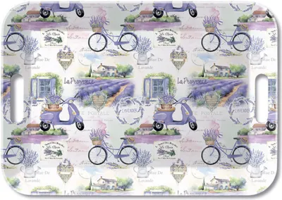 Produktbild von Tablett Melamin 47x33cm mit Provence Lavendel Motiv Weiß / Lila