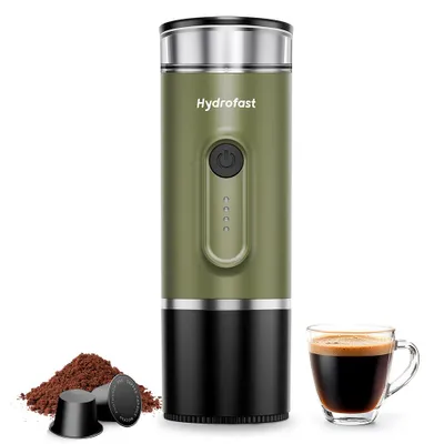 Produktbild von Hydrofast PO-100 Tragbare Espressomaschine, 15 Bar, 9600 mAh, 90 ml, für Kaffeepulver & Kapseln