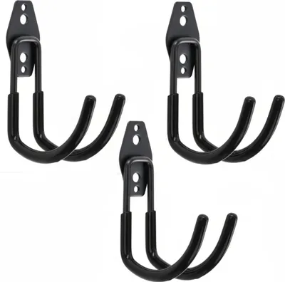 Immagine prodotto di Set di 3 ganci da parete BOTLE, ganci per attrezzi, per utensili, a forma di U 11 cm, stabili con rivestimento in PVC, per garage, capanni, officine, ganci per seghe a mano e seghe da giardino, ganci doppi, portata fino a 30 kg