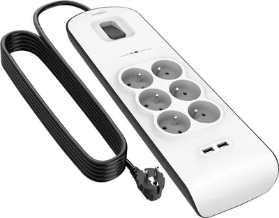 Obrázek produktu pro Belkin přepěťová ochrana BSV604 - 6-zásuvka, 2xUSB/2.4A, 2m