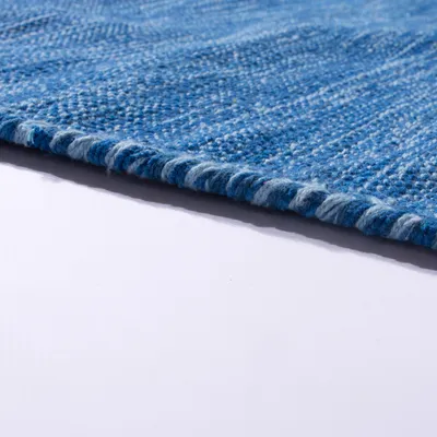 Produktbild von Designer Teppich Webteppich Kelim Handgewebt 100% Baumwolle Modern Meliert Blau Grösse 160x220 cm
