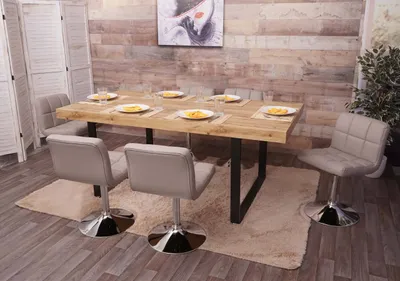 Produktbild von 6er-Set Esszimmerstuhl Drehstuhl Stuhl Cadiz Kunstleder Chrom  taupe-grau
