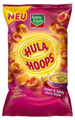 Produktbild von funny-frisch Hula Hoops Sweet & Spicy Curry Style 75g